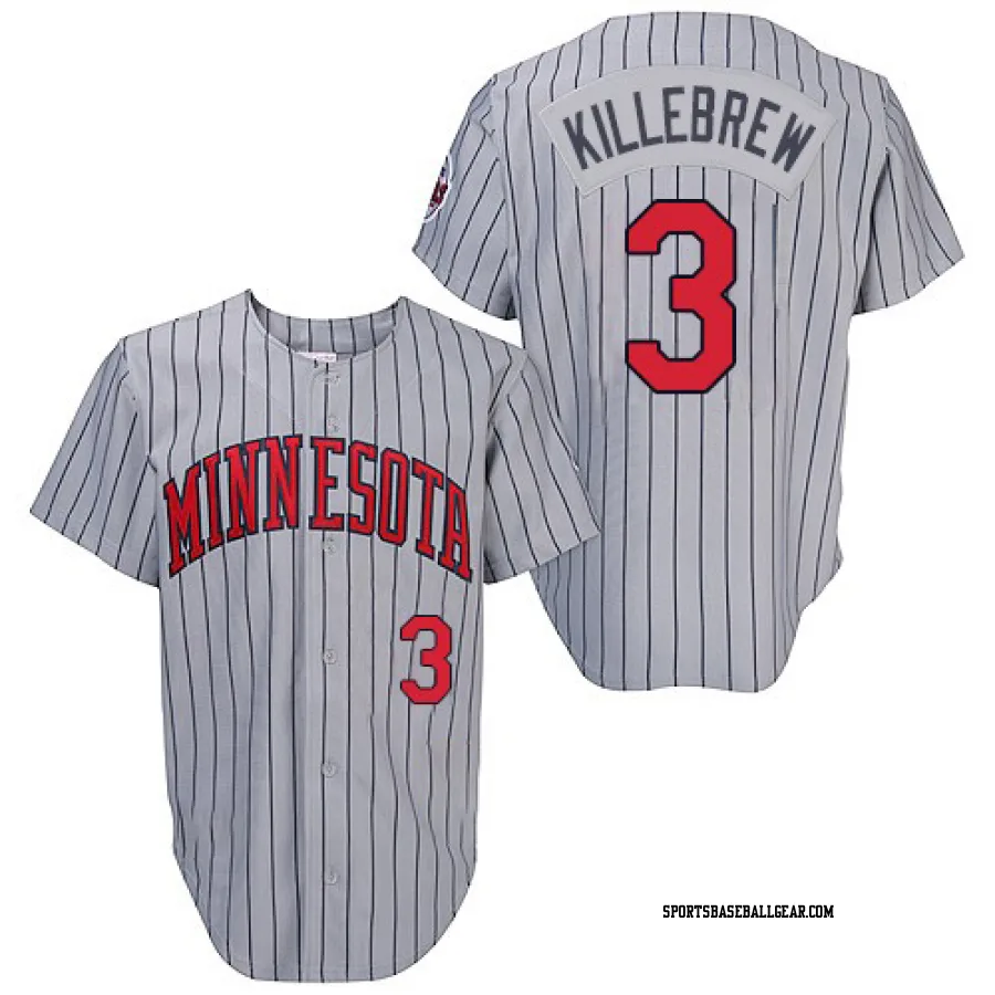 Harmon Killebrew Men's Minnesota Twins Grey Authentic 1987 Throwback Jersey