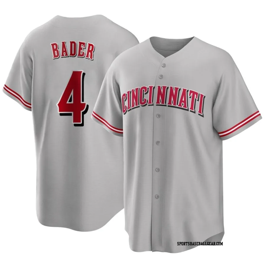 Harrison Bader Youth Cincinnati Reds Gray Replica Road Jersey