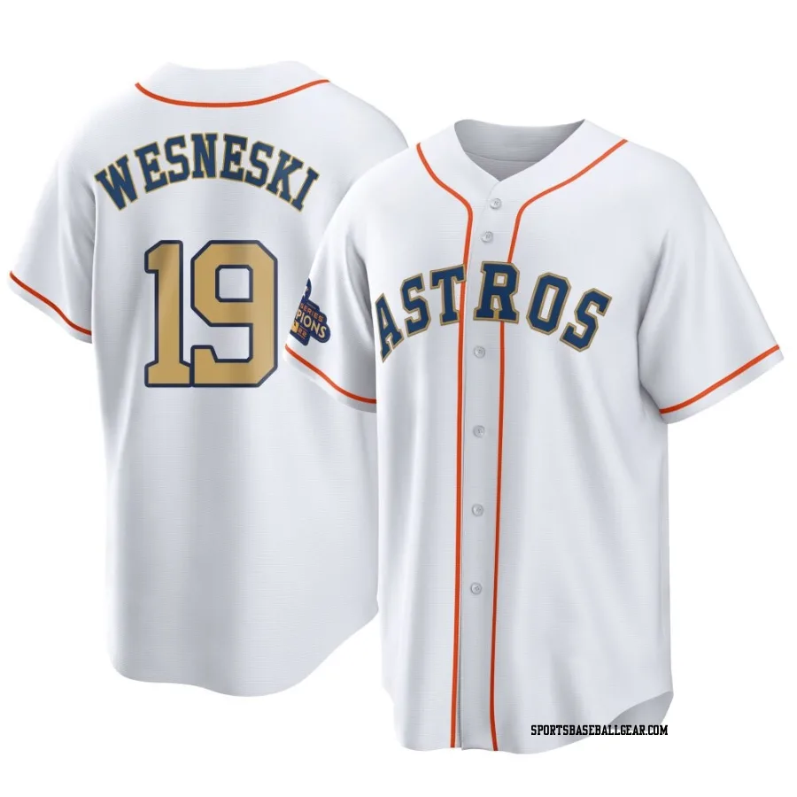 Hayden Wesneski Men's Houston Astros Gold Replica White 2023 Collection Jersey