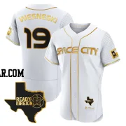 Hayden Wesneski Men's Houston Astros White/Gold Authentic 2023 Space City Ready 2 Reign Flex Base Jersey