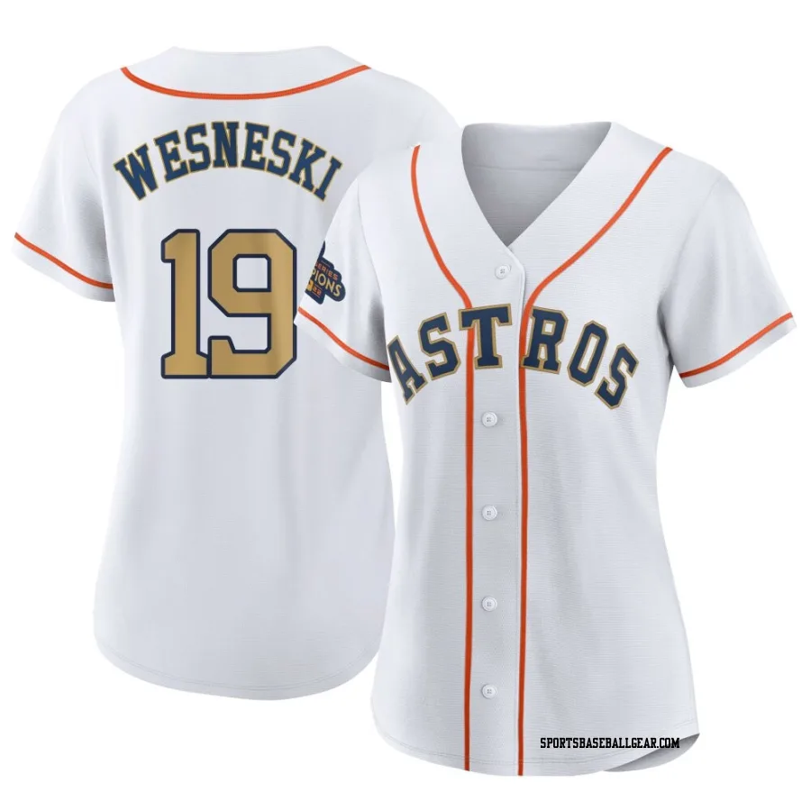 Hayden Wesneski Women's Houston Astros Gold Replica White 2023 Collection Jersey