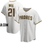 Heath Bell Men's San Diego Padres White/Brown Replica Home Jersey