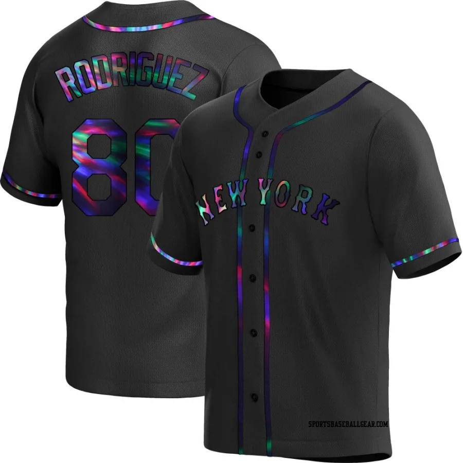 Hector Rodriguez Youth New York Mets Black Holographic Replica Alternate Jersey