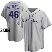 Helcris Olivarez Men's Colorado Rockies Gray Replica Road Jersey