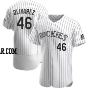 Helcris Olivarez Men's Colorado Rockies White Authentic Home Jersey