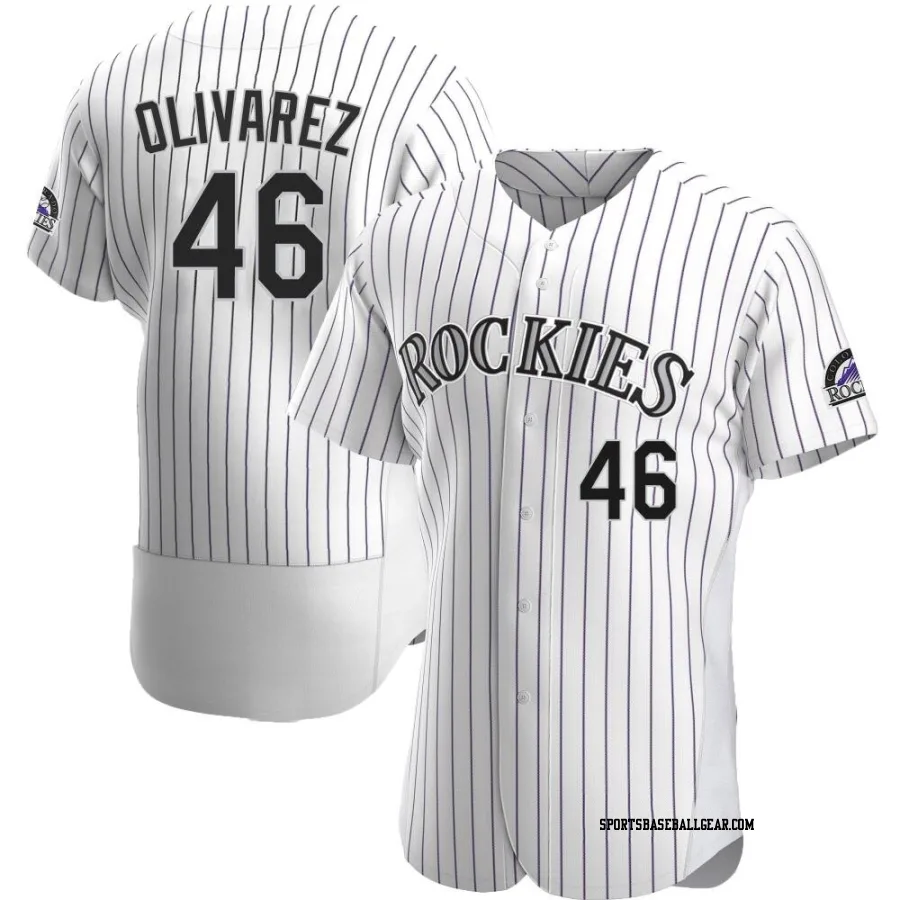 Helcris Olivarez Men's Colorado Rockies White Authentic Home Jersey