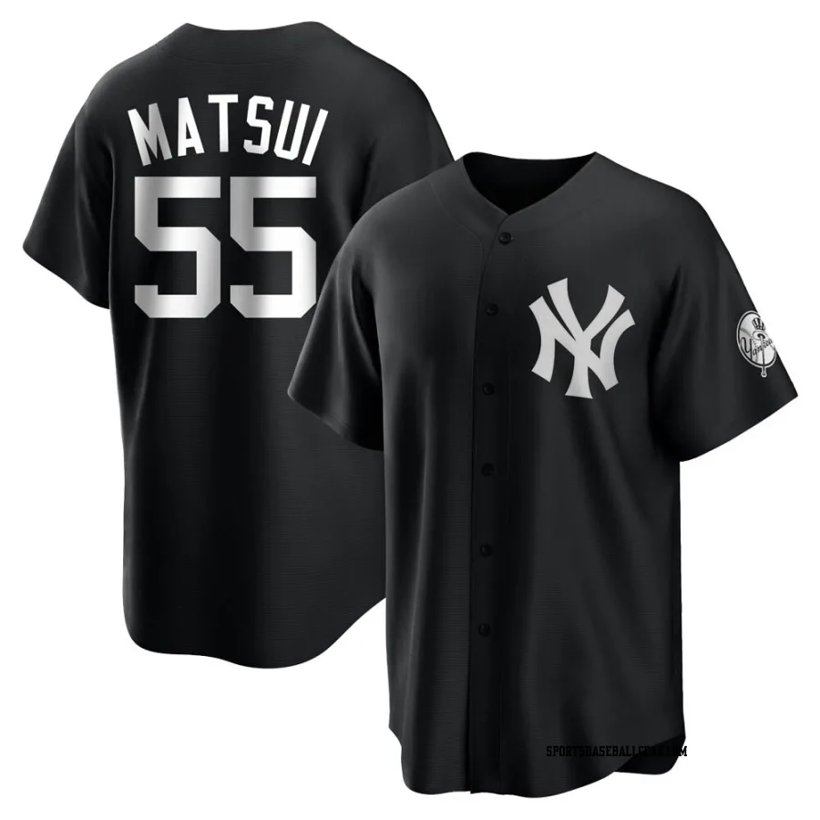 Hideki Matsui Men's New York Yankees Black/White Replica Jersey