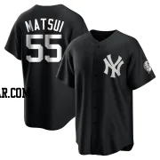 Hideki Matsui Youth New York Yankees Black/White Replica Jersey