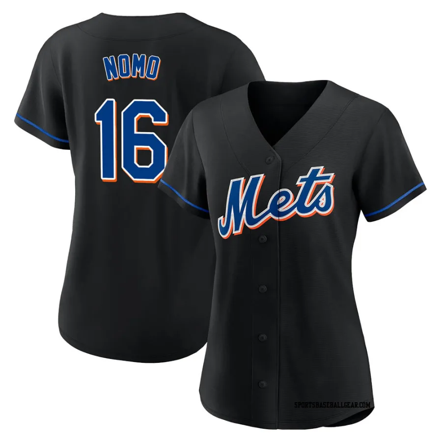 Hideo Nomo Women's New York Mets Black Authentic 2022 Alternate Jersey