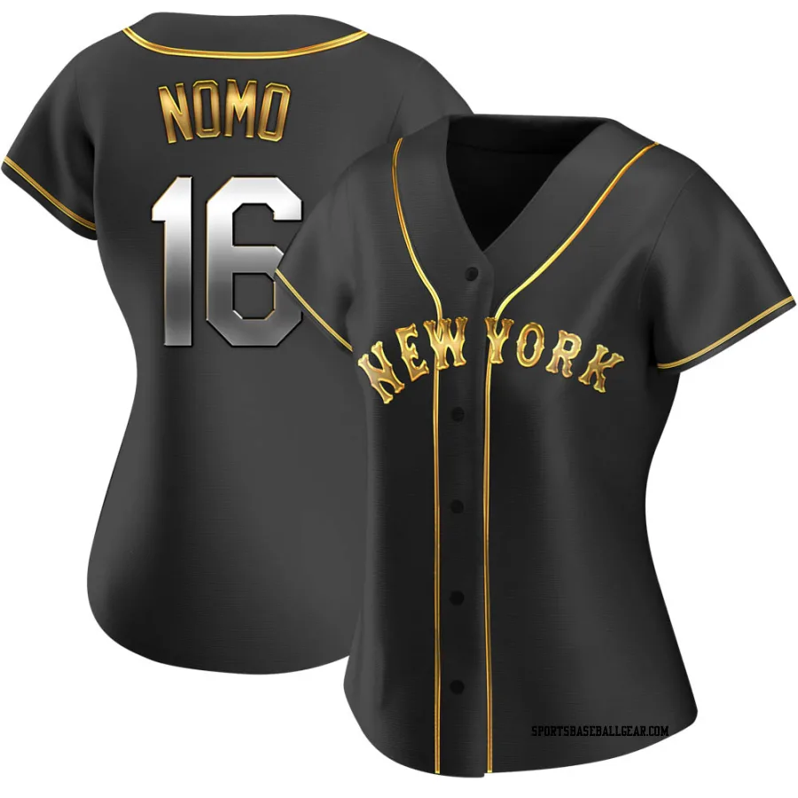 Hideo Nomo Women's New York Mets Black Golden Replica Alternate Jersey