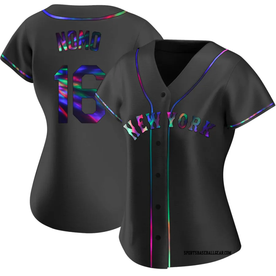 Hideo Nomo Women's New York Mets Black Holographic Replica Alternate Jersey