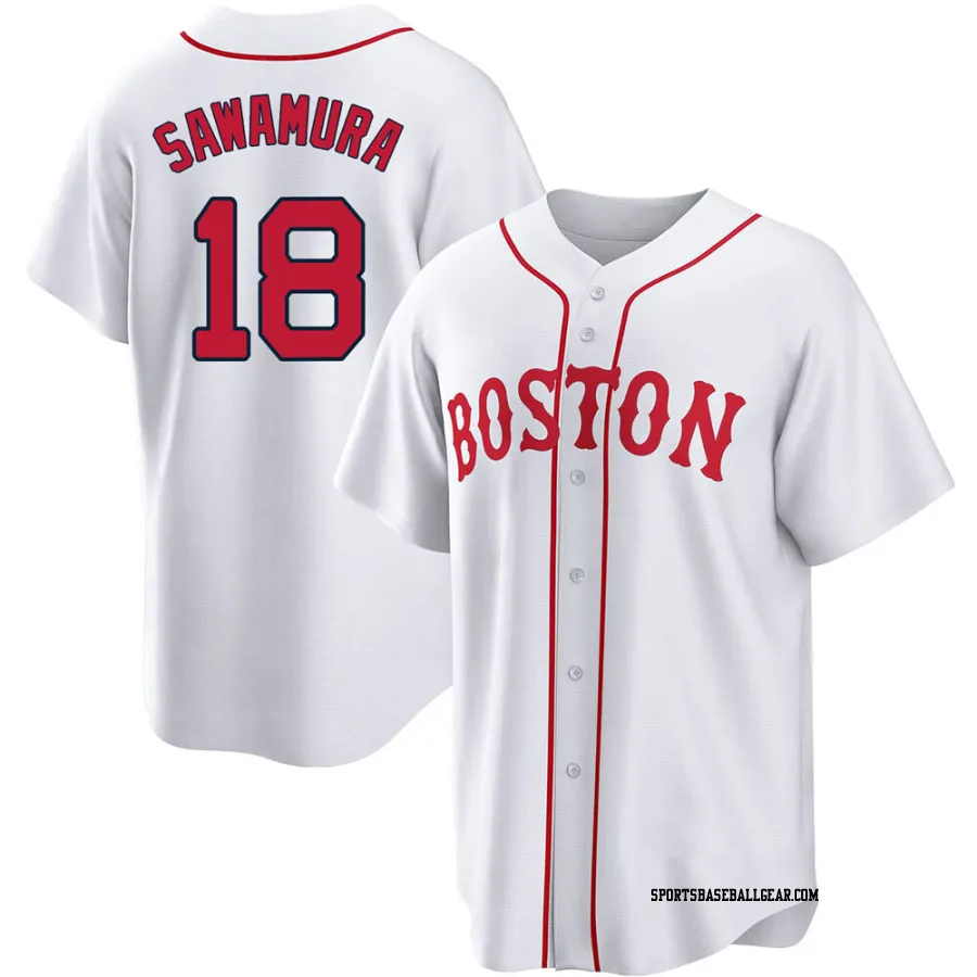 Hirokazu Sawamura Men's Boston Red Sox White Replica 2021 Patriots' Day Jersey