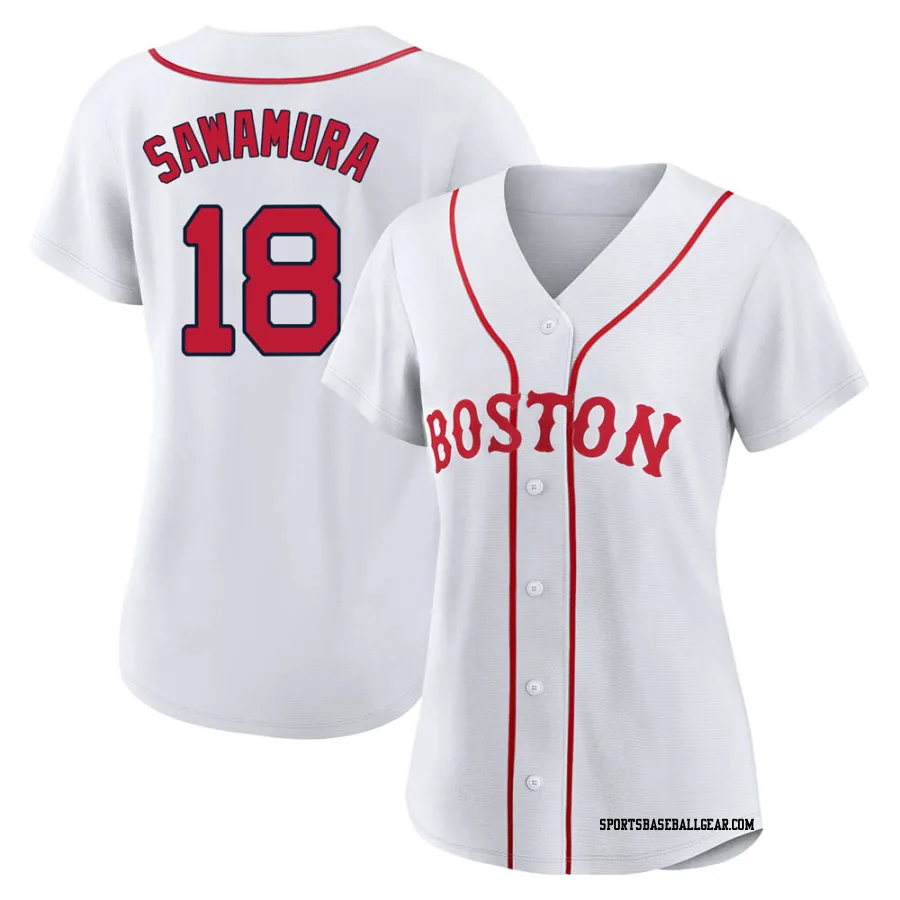 Hirokazu Sawamura Women's Boston Red Sox White Replica 2021 Patriots' Day Jersey