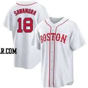 Hirokazu Sawamura Youth Boston Red Sox White Replica 2021 Patriots' Day Jersey