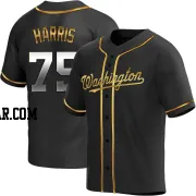 Hobie Harris Men's Washington Nationals Black Golden Replica Alternate Jersey