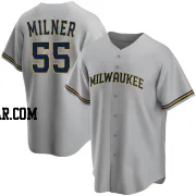 Hoby Milner Men's Milwaukee Brewers Gray Replica Road Jersey