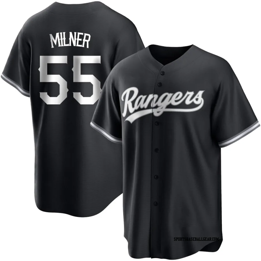 Hoby Milner Men's Texas Rangers Black/White Replica Jersey