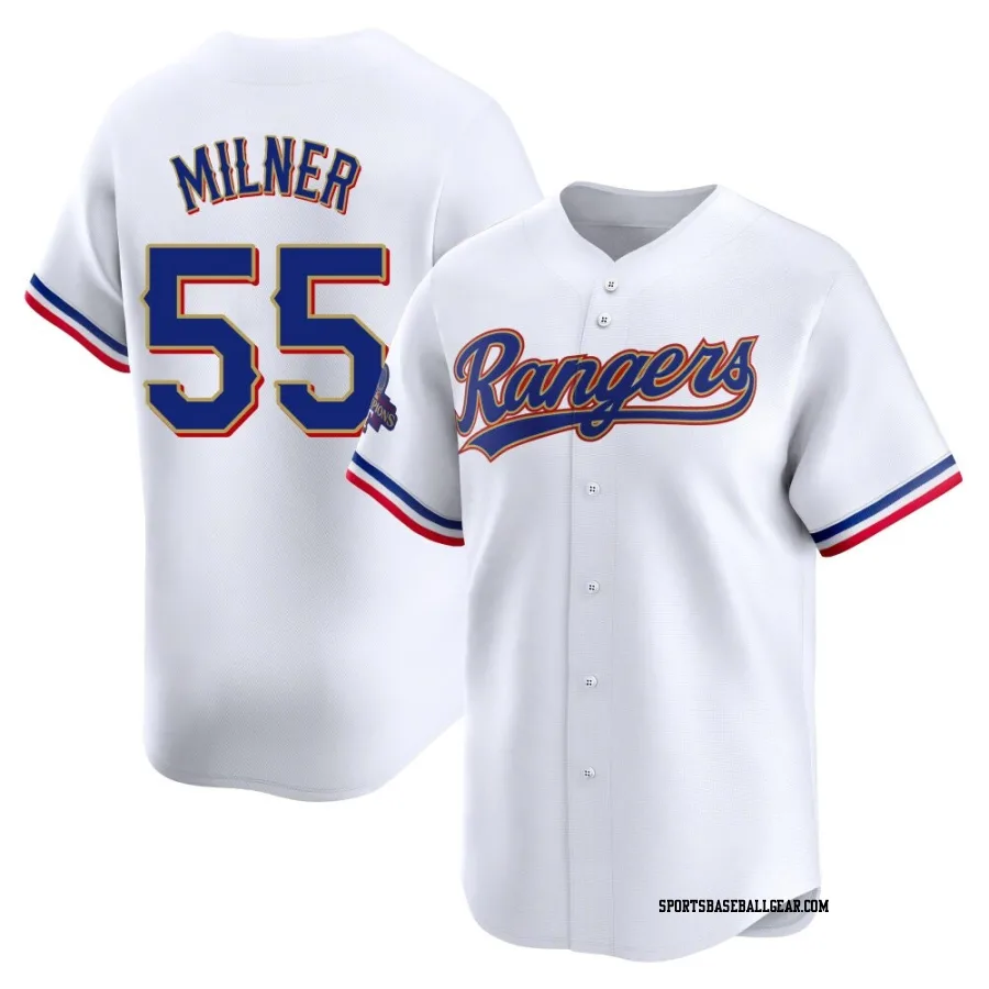 Hoby Milner Men's Texas Rangers Gold Limited White 2024 Collection Jersey