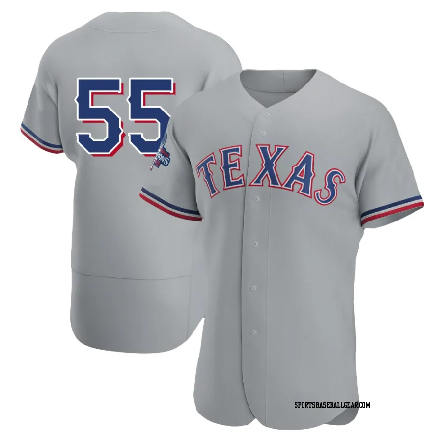 Hoby Milner Men's Texas Rangers Gray Authentic Road 2023 World Series Champions Jersey