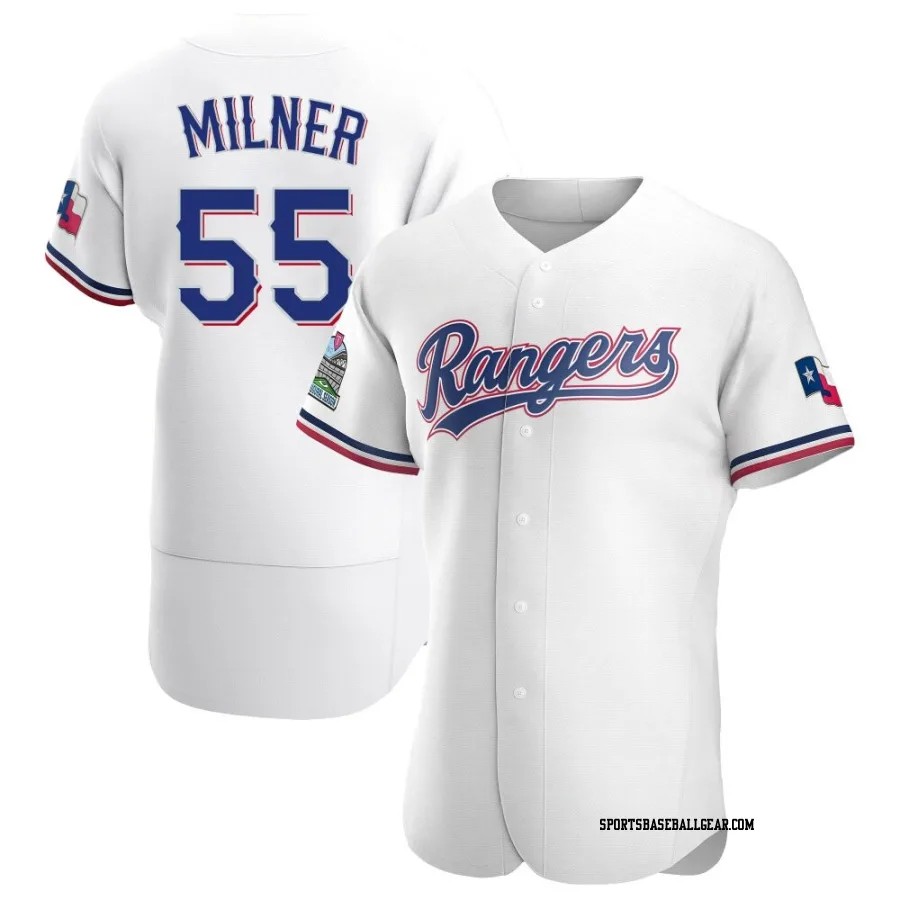 Hoby Milner Men's Texas Rangers White Authentic Home Jersey