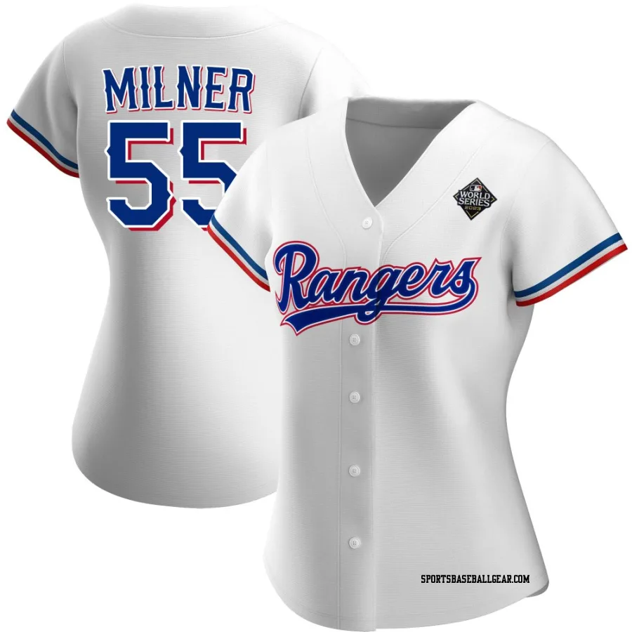 Hoby Milner Women's Texas Rangers White Authentic Home 2023 World Series Jersey