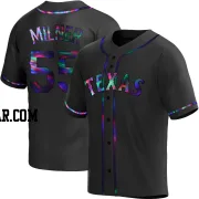 Hoby Milner Youth Texas Rangers Black Holographic Replica Alternate Jersey