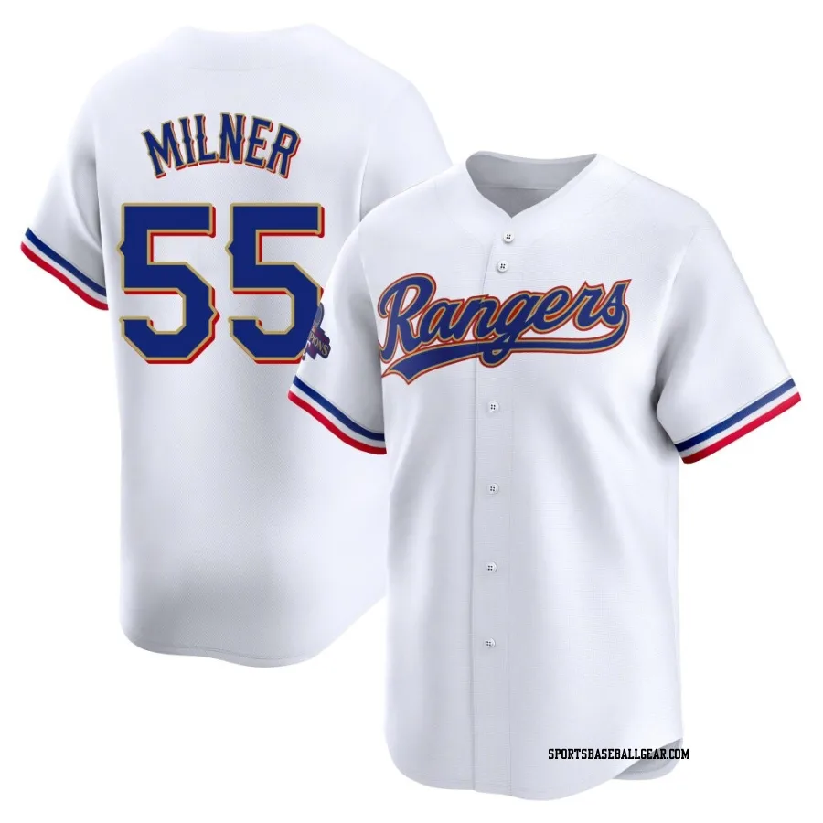 Hoby Milner Youth Texas Rangers Gold Limited White 2024 Collection Jersey