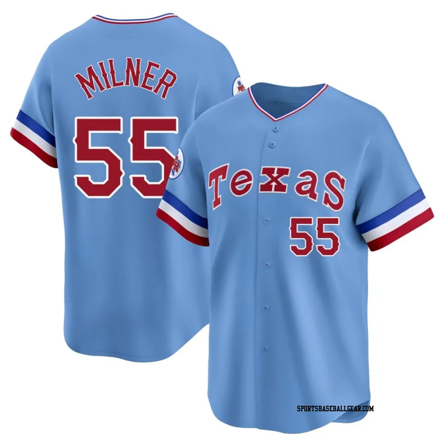 Hoby Milner Youth Texas Rangers Light Blue Limited Cooperstown Collection Jersey