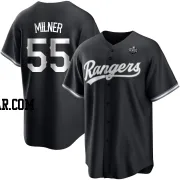 Hoby Milner Youth Texas Rangers White Replica Black 2023 World Series Jersey