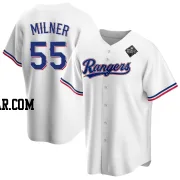 Hoby Milner Youth Texas Rangers White Replica Home 2023 World Series Jersey