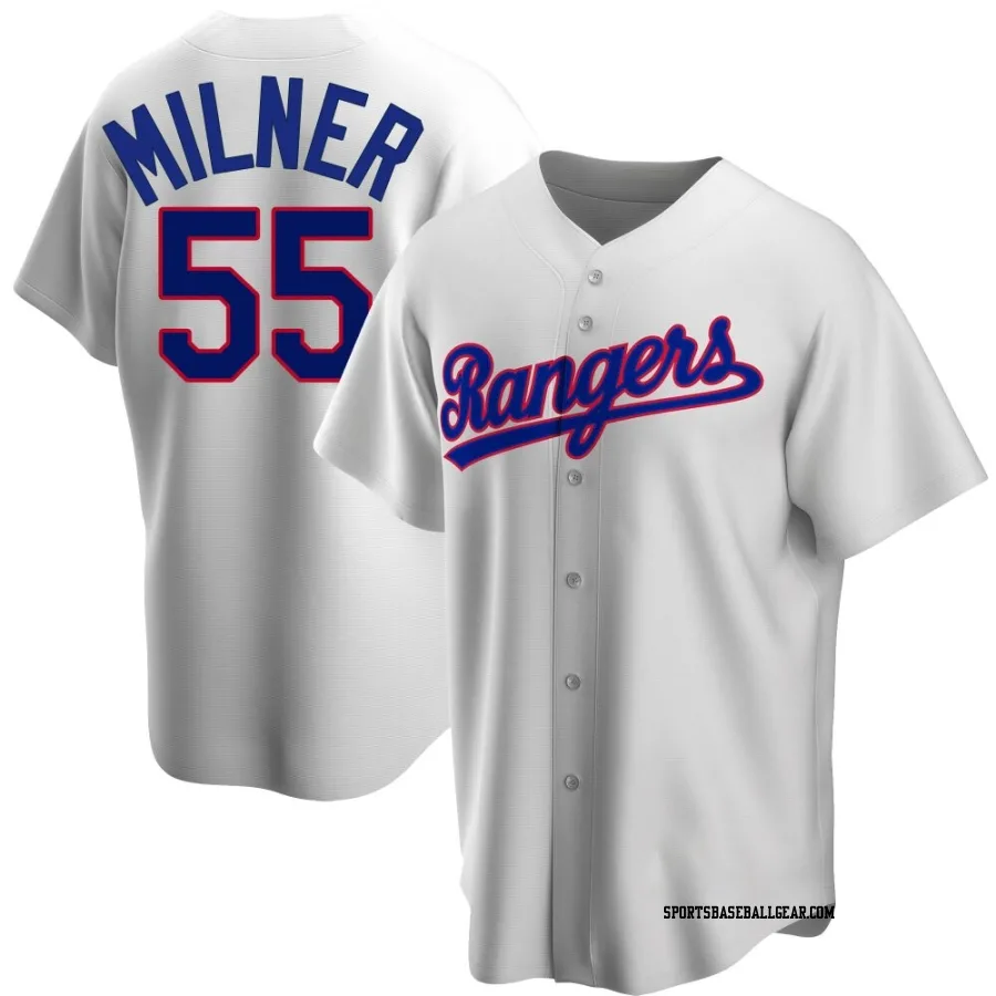 Hoby Milner Youth Texas Rangers White Replica Home Cooperstown Collection Jersey