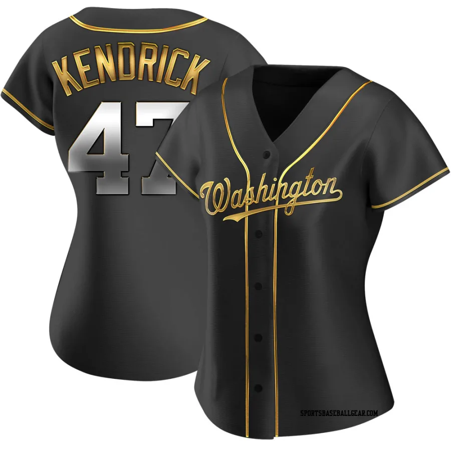 Howie Kendrick Women's Washington Nationals Black Golden Replica Alternate Jersey