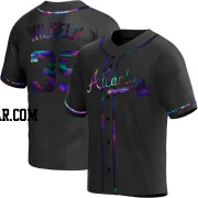 Hoyt Wilhelm Men's Atlanta Braves Black Holographic Replica Alternate Jersey