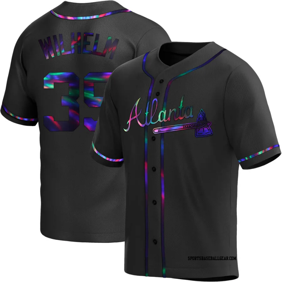 Hoyt Wilhelm Men's Atlanta Braves Black Holographic Replica Alternate Jersey