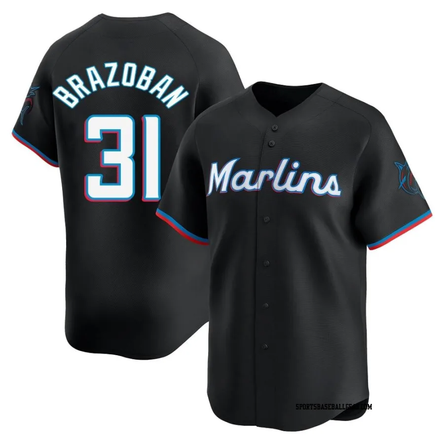 Huascar Brazoban Men's Miami Marlins Black Limited Alternate Jersey