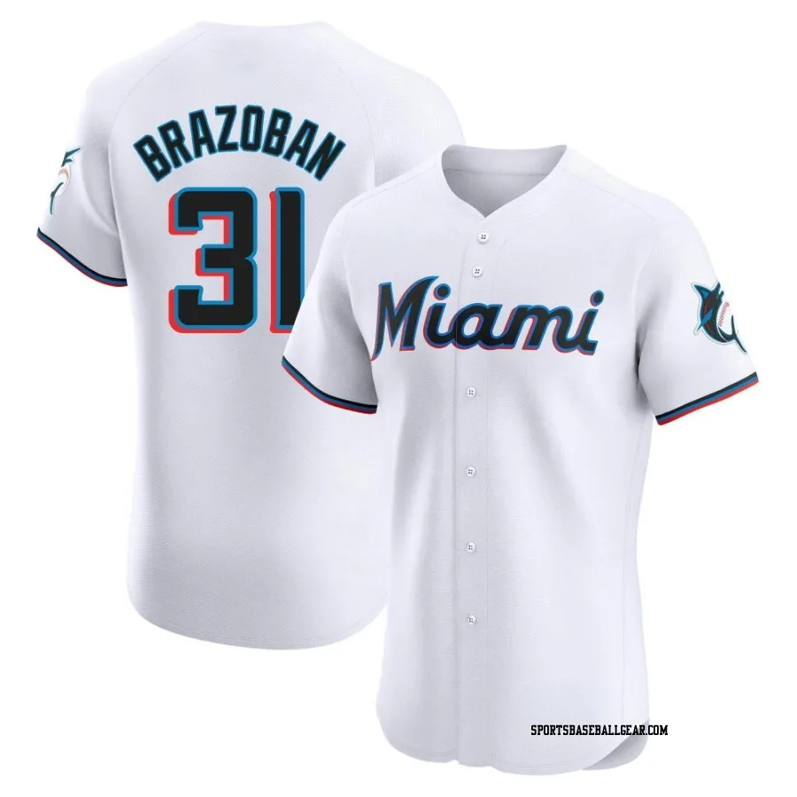 Huascar Brazoban Men's Miami Marlins White Elite Home Jersey