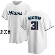 Huascar Brazoban Men's Miami Marlins White Replica Home Jersey