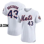 Huascar Brazoban Men's New York Mets White Elite Home Patch Jersey