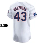 Huascar Brazoban Men's New York Mets White Elite Home Patch Jersey