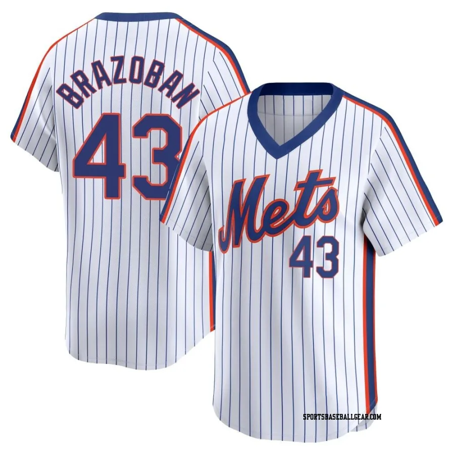 Huascar Brazoban Men's New York Mets White Limited Cooperstown Collection Jersey