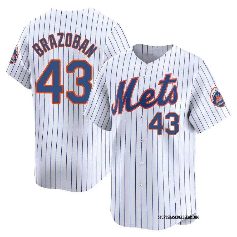 Huascar Brazoban Men's New York Mets White Limited Home Jersey