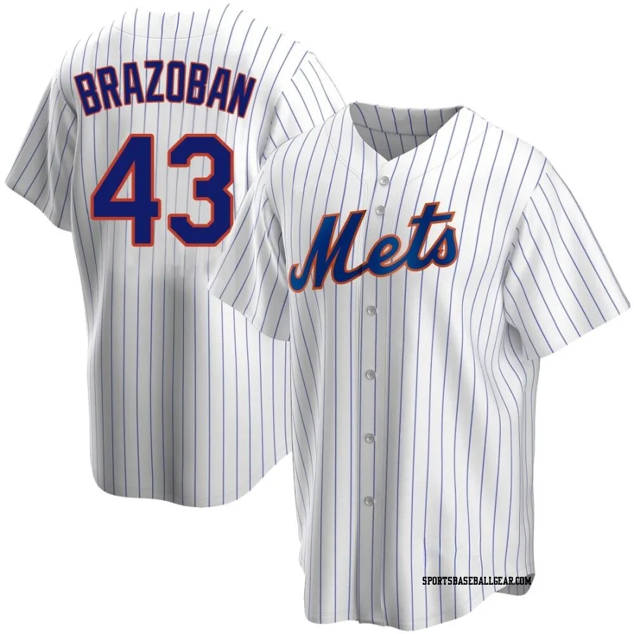 Huascar Brazoban Men's New York Mets White Replica Home Jersey