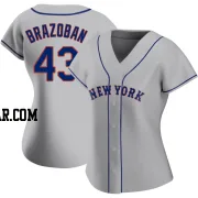 Huascar Brazoban Women's New York Mets Gray Authentic Road Jersey