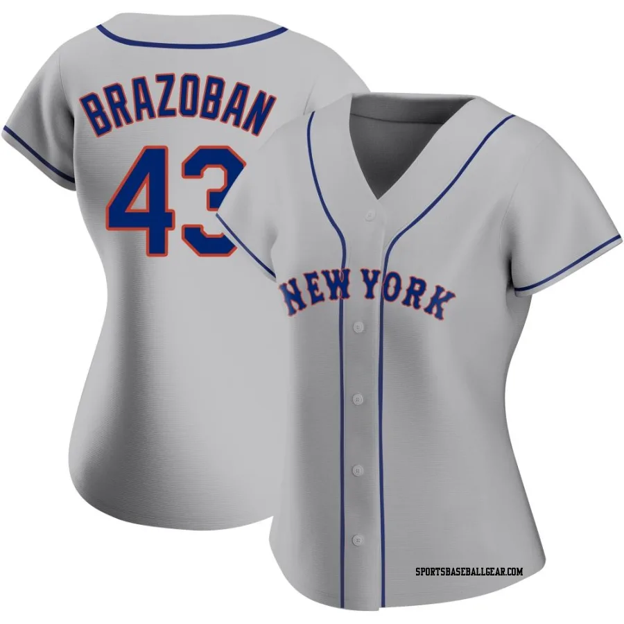 Huascar Brazoban Women's New York Mets Gray Replica Road Jersey