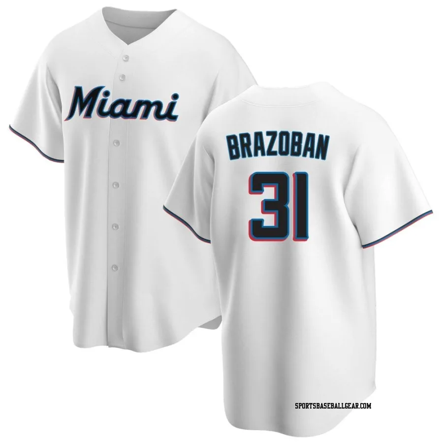 Huascar Brazoban Youth Miami Marlins White Replica Home Jersey