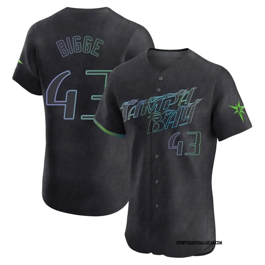 Hunter Bigge Men's Tampa Bay Rays Charcoal Elite 2024 City Connect Jersey