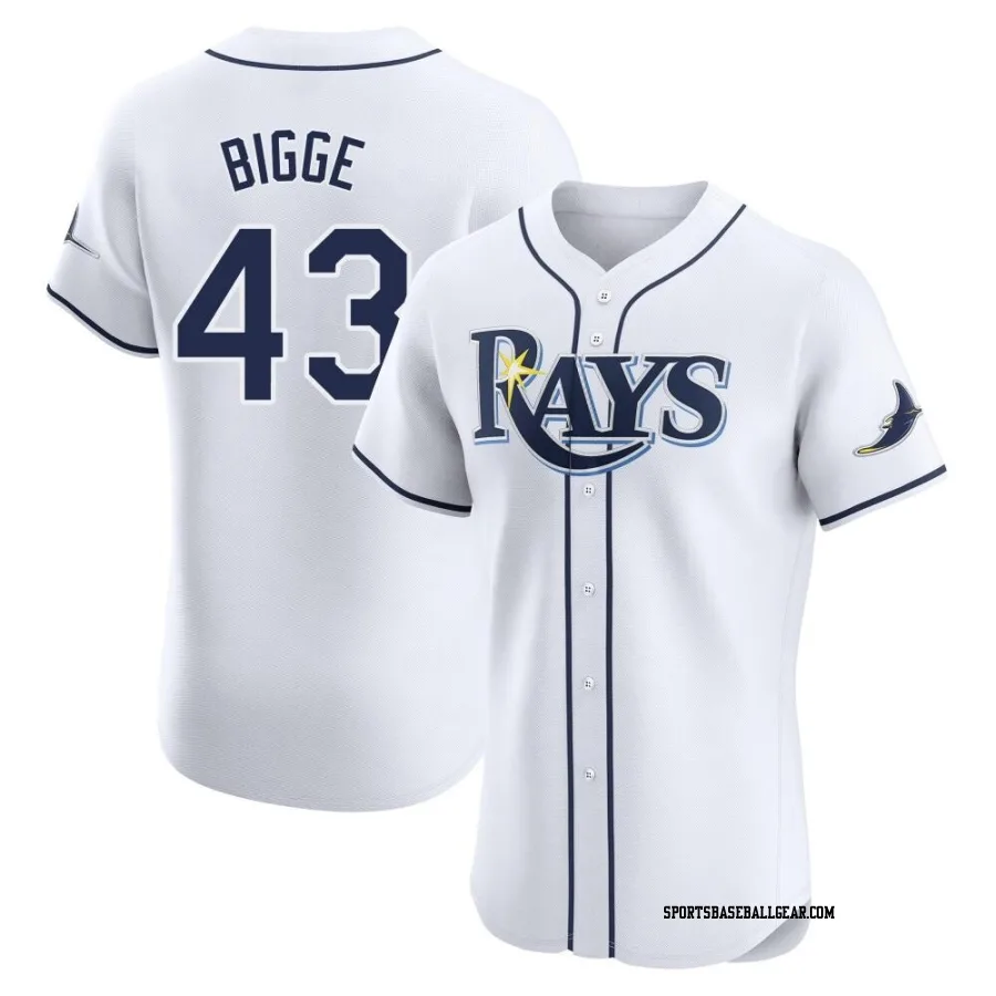 Hunter Bigge Men's Tampa Bay Rays White Elite Home Jersey