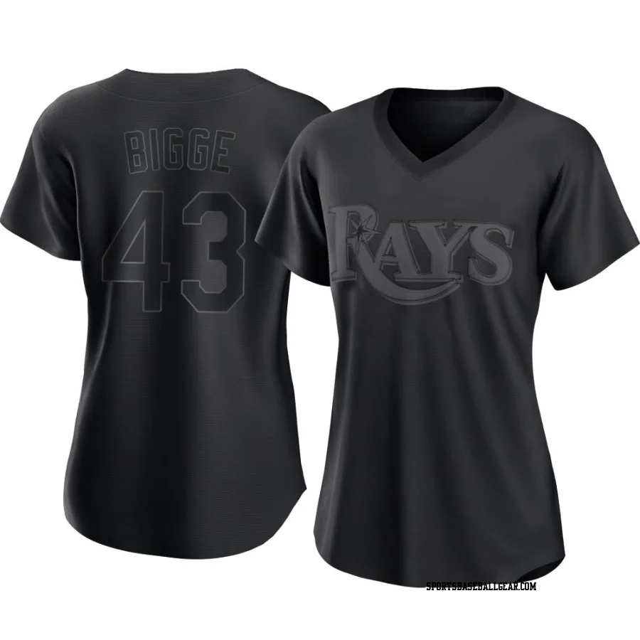 Hunter Bigge Women's Tampa Bay Rays Black Replica Pitch Fashion Jersey