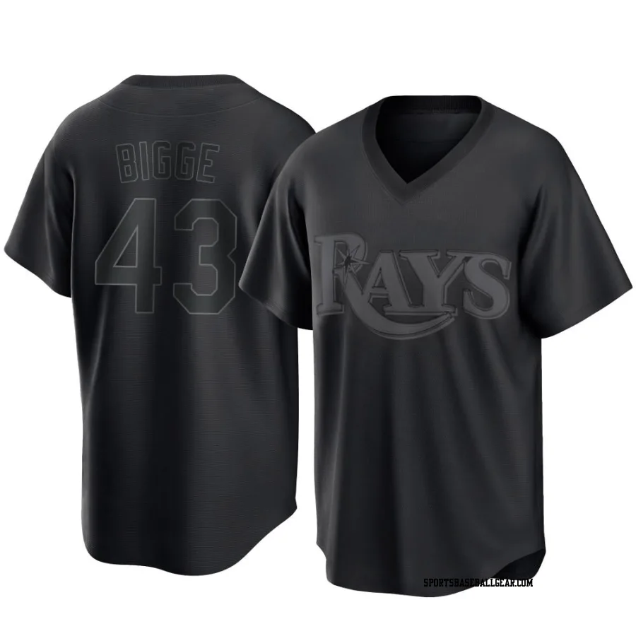 Hunter Bigge Youth Tampa Bay Rays Black Replica Pitch Fashion Jersey