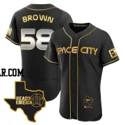 Hunter Brown Men's Houston Astros Black/Gold Authentic 2023 Space City Ready 2 Reign Flex Base Jersey